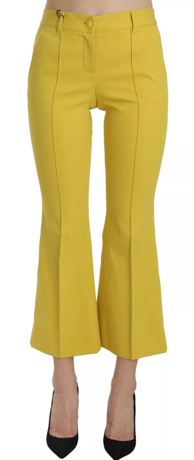 Pantalon Capri évasé en coton jaune Dolce & Gabbana