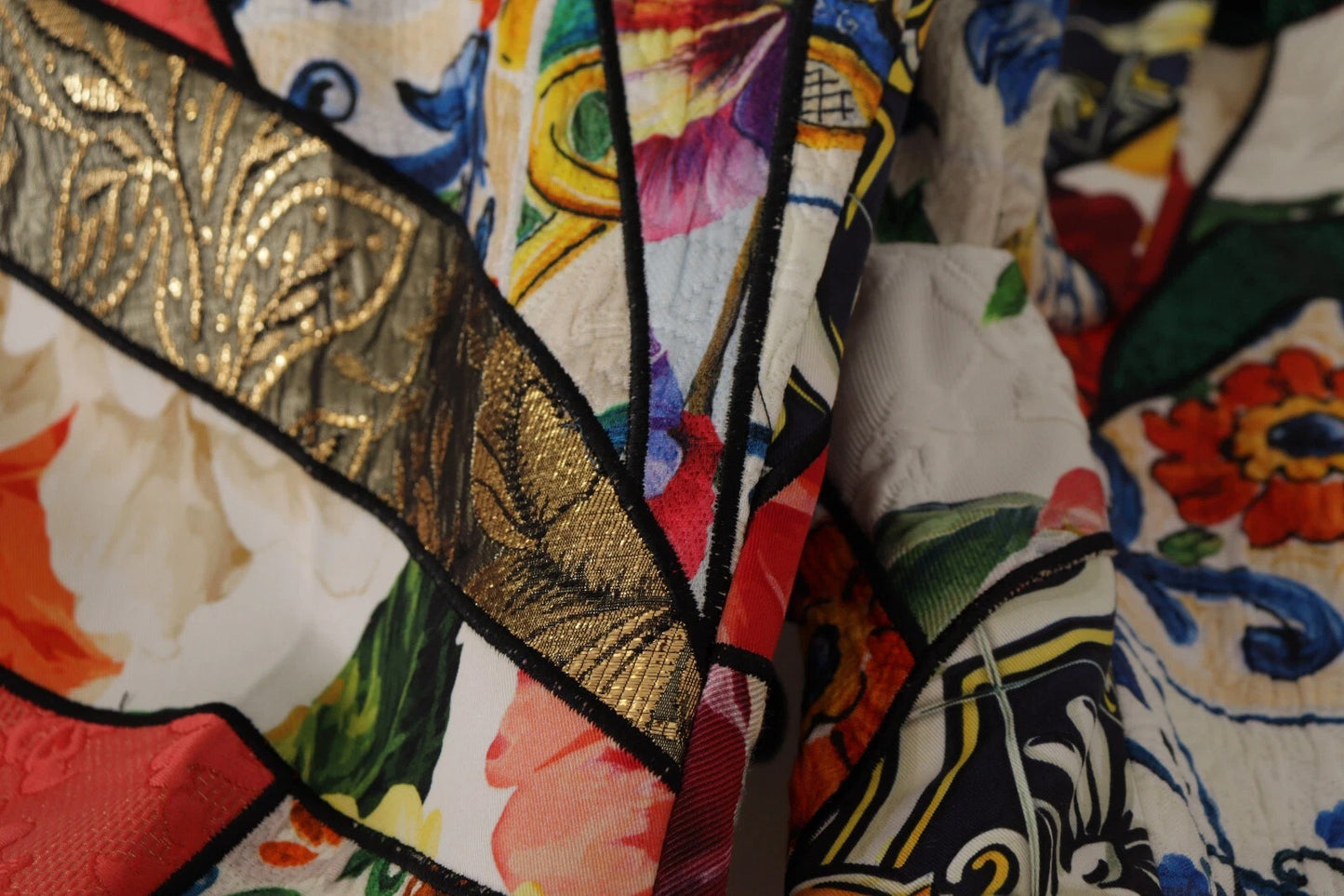 Pantalones de tiro alto Dolce & Gabbana de jacquard patchwork multicolor
