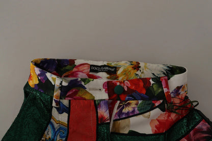 Pantalones de tiro alto Dolce & Gabbana de jacquard patchwork multicolor