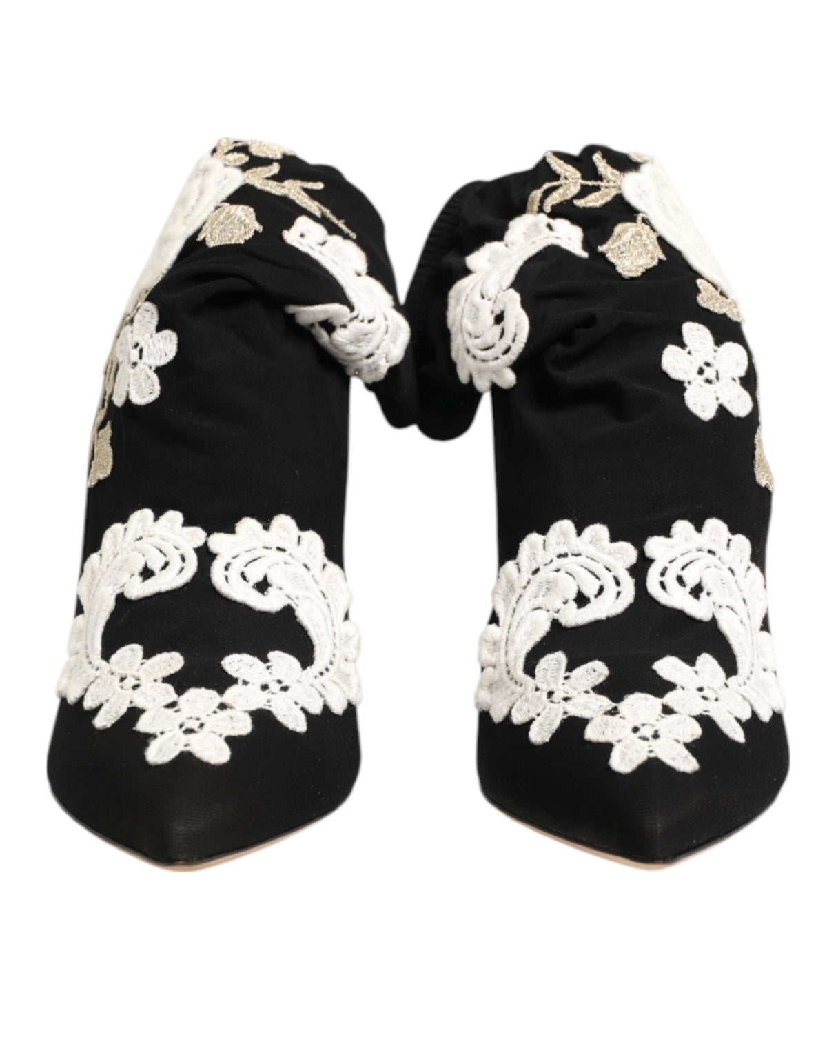 Chaussures Bottes à talon aiguille Dolce & Gabbana en jersey brodé noir et blanc