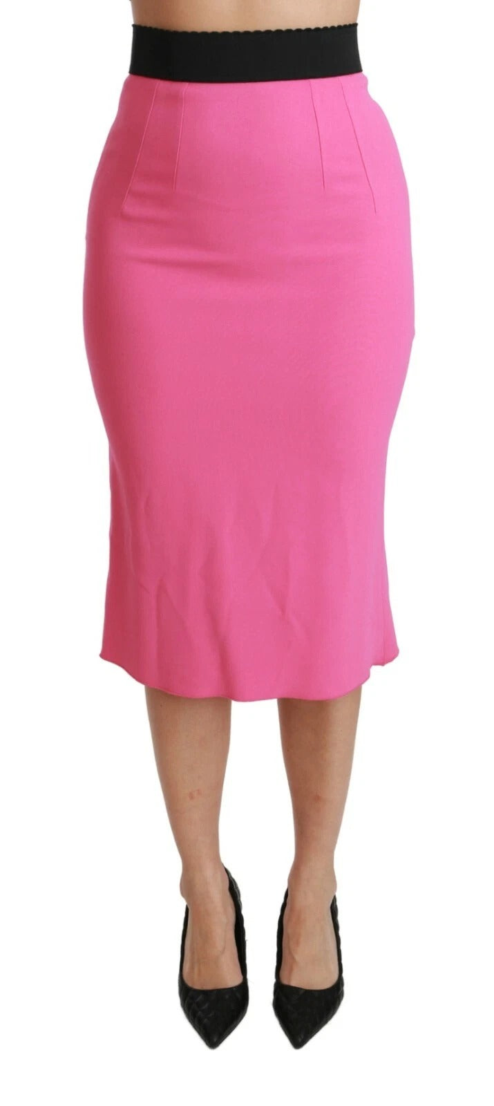 Falda midi de corte lápiz de tiro alto rosa de Dolce & Gabbana