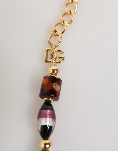 Dolce & Gabbana Multicolor Murano Glass Beads Brass Women Jewelry Necklace