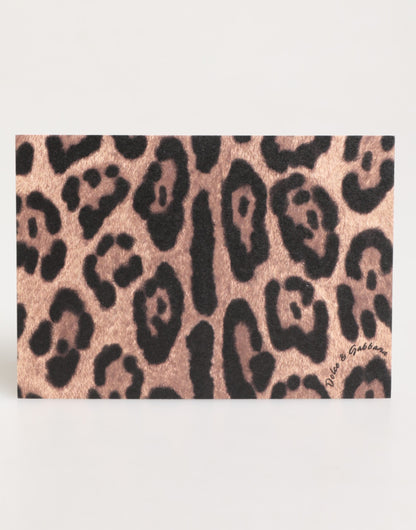 Porte-cartes en papier enveloppe à imprimé léopard multicolore Dolce & Gabbana