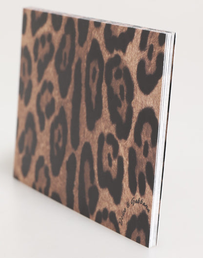 Porte-cartes en papier enveloppe à imprimé léopard multicolore Dolce & Gabbana
