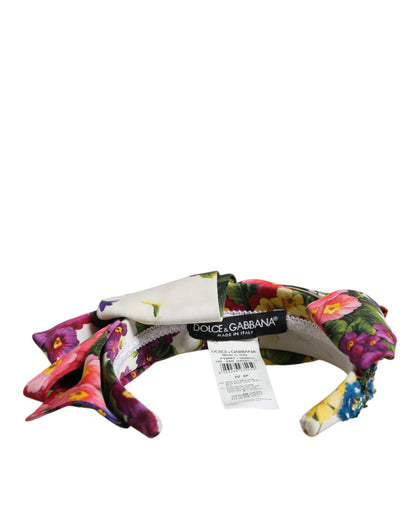 Serre-tête Dolce & Gabbana en soie blanc multicolore orné de cristaux