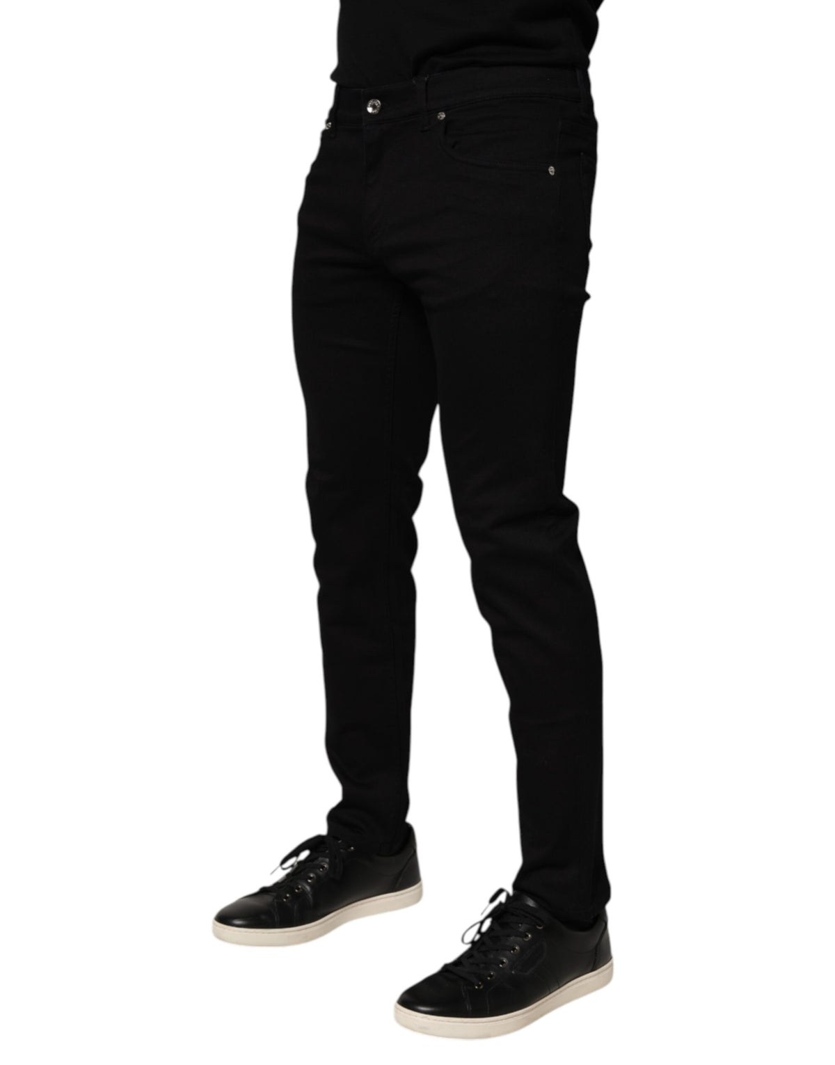 Pantalones ajustados para hombre de mezcla de algodón negra Dolce & Gabbana