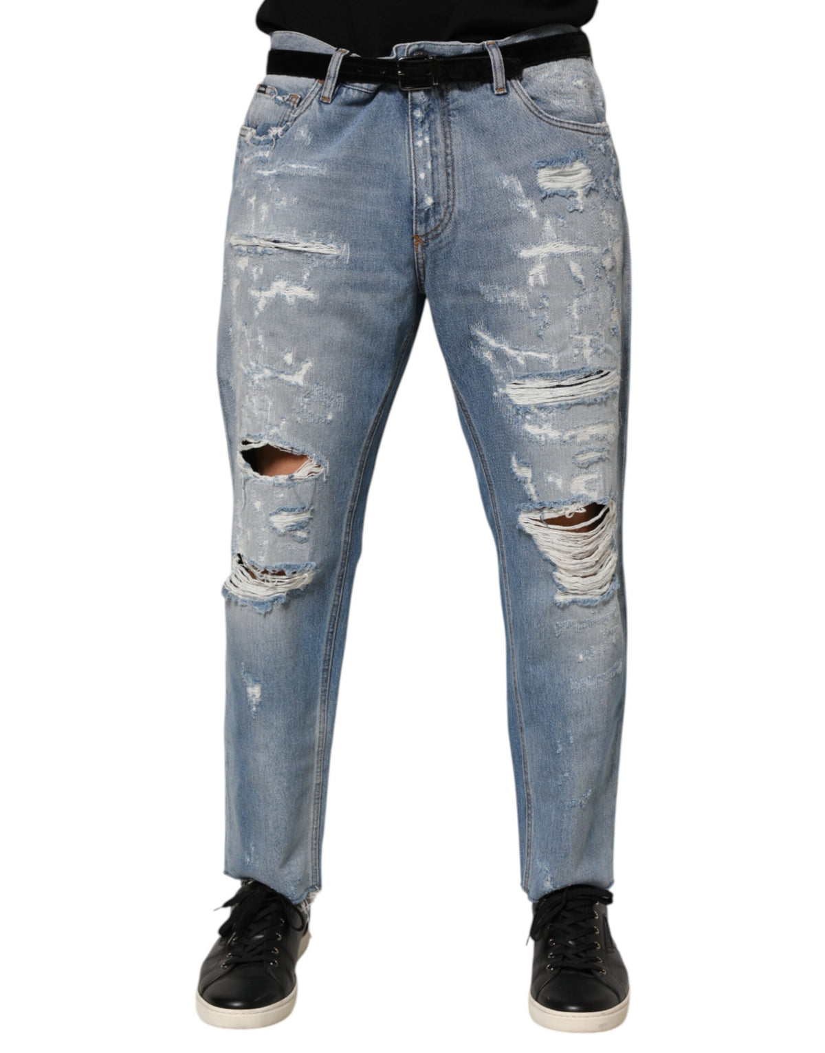 Pantalon en jean bleu déchiré et usé Dolce & Gabbana