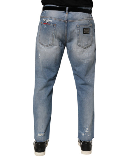 Pantalon en jean bleu déchiré et usé Dolce & Gabbana