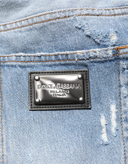 Pantalon en jean bleu déchiré et usé Dolce & Gabbana