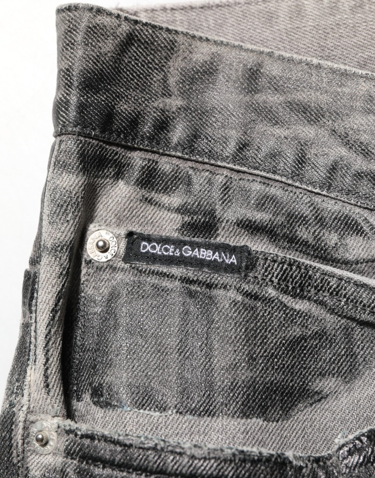 Vaqueros Dolce & Gabbana negros y grises con estampado gráfico