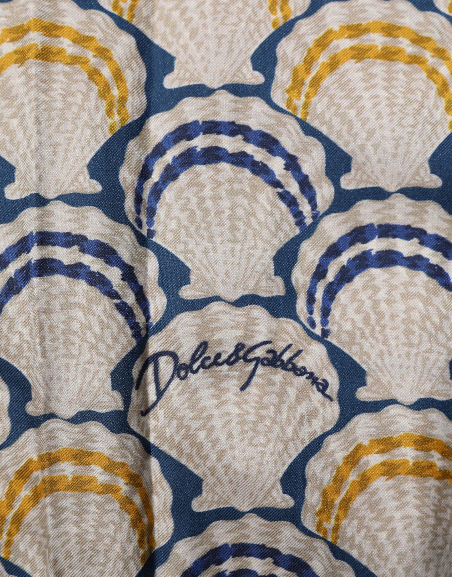 Camisa Dolce & Gabbana de Algodón y Seda Crema con Estampado de Conchas Marinas de Hawái