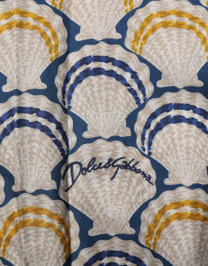 Camisa Dolce & Gabbana de Algodón y Seda Crema con Estampado de Conchas Marinas de Hawái