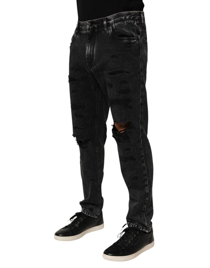 Vaqueros de algodón desgastado, rotos y holgados Dolce & Gabbana negros