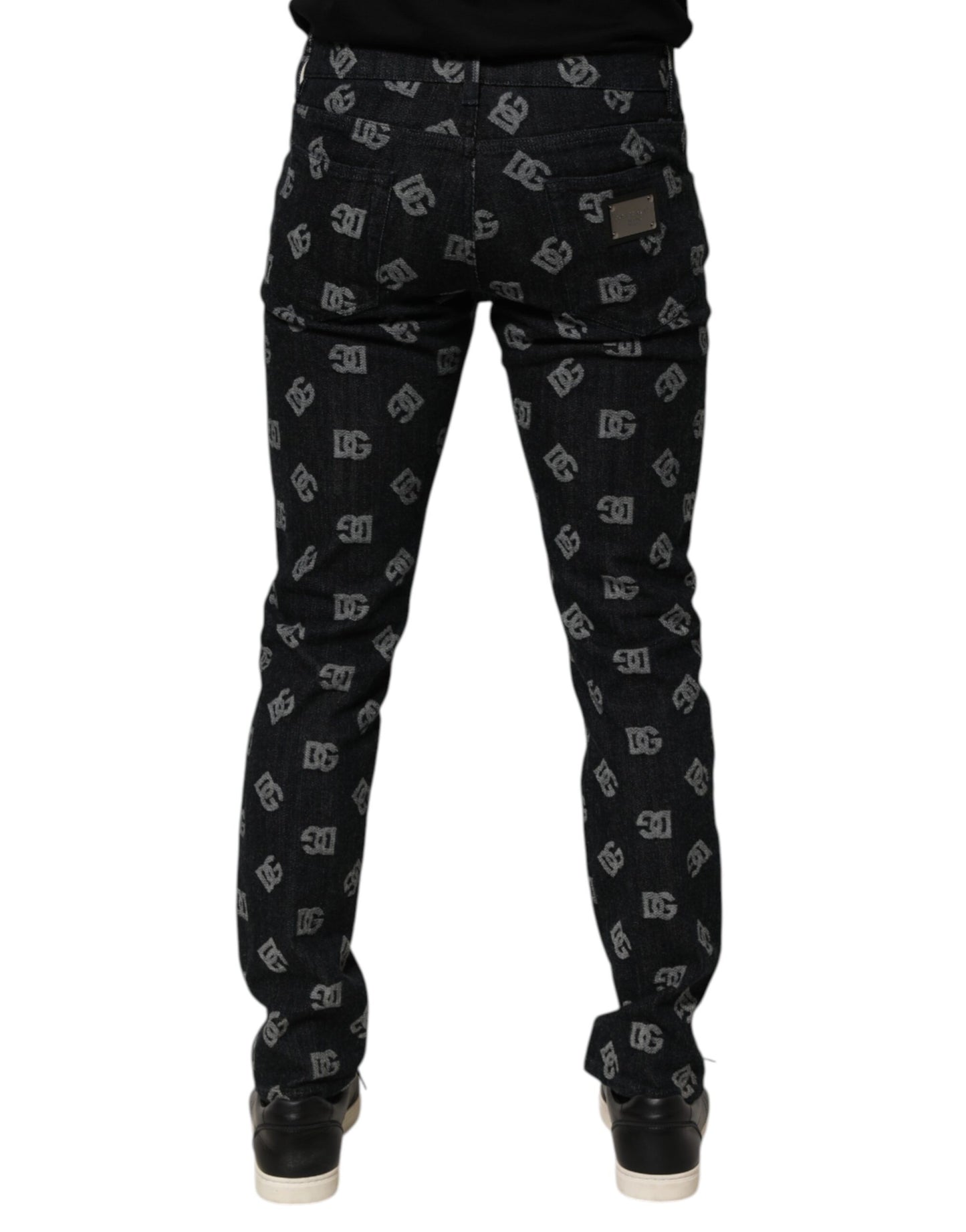 Vaqueros pitillo de algodón con monograma DG negros de Dolce & Gabbana