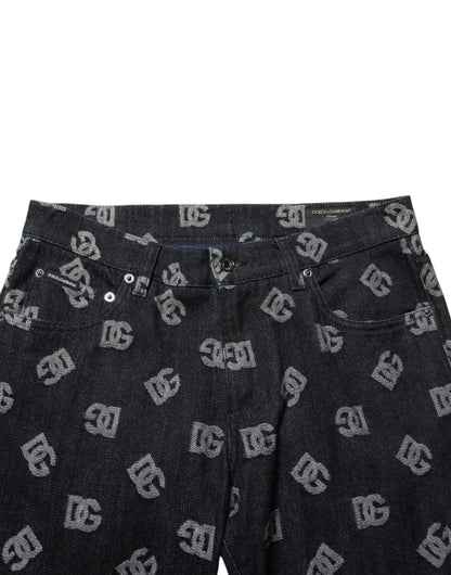 Vaqueros pitillo de algodón con monograma DG negros de Dolce & Gabbana