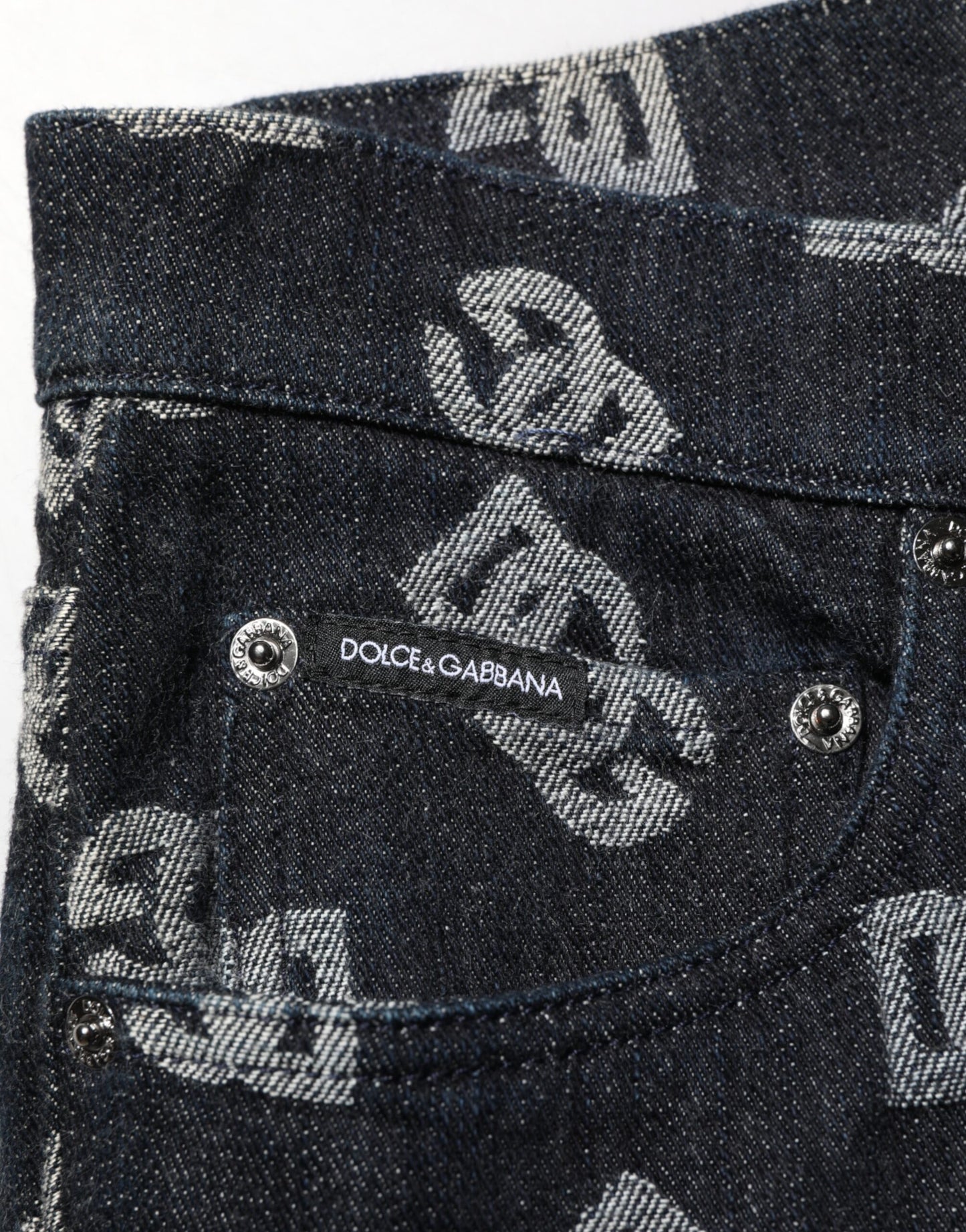 Vaqueros pitillo de algodón con monograma DG negros de Dolce & Gabbana
