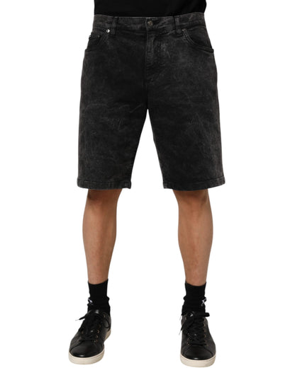Dolce & Gabbana Bermuda en jean pour homme en coton noir taille moyenne
