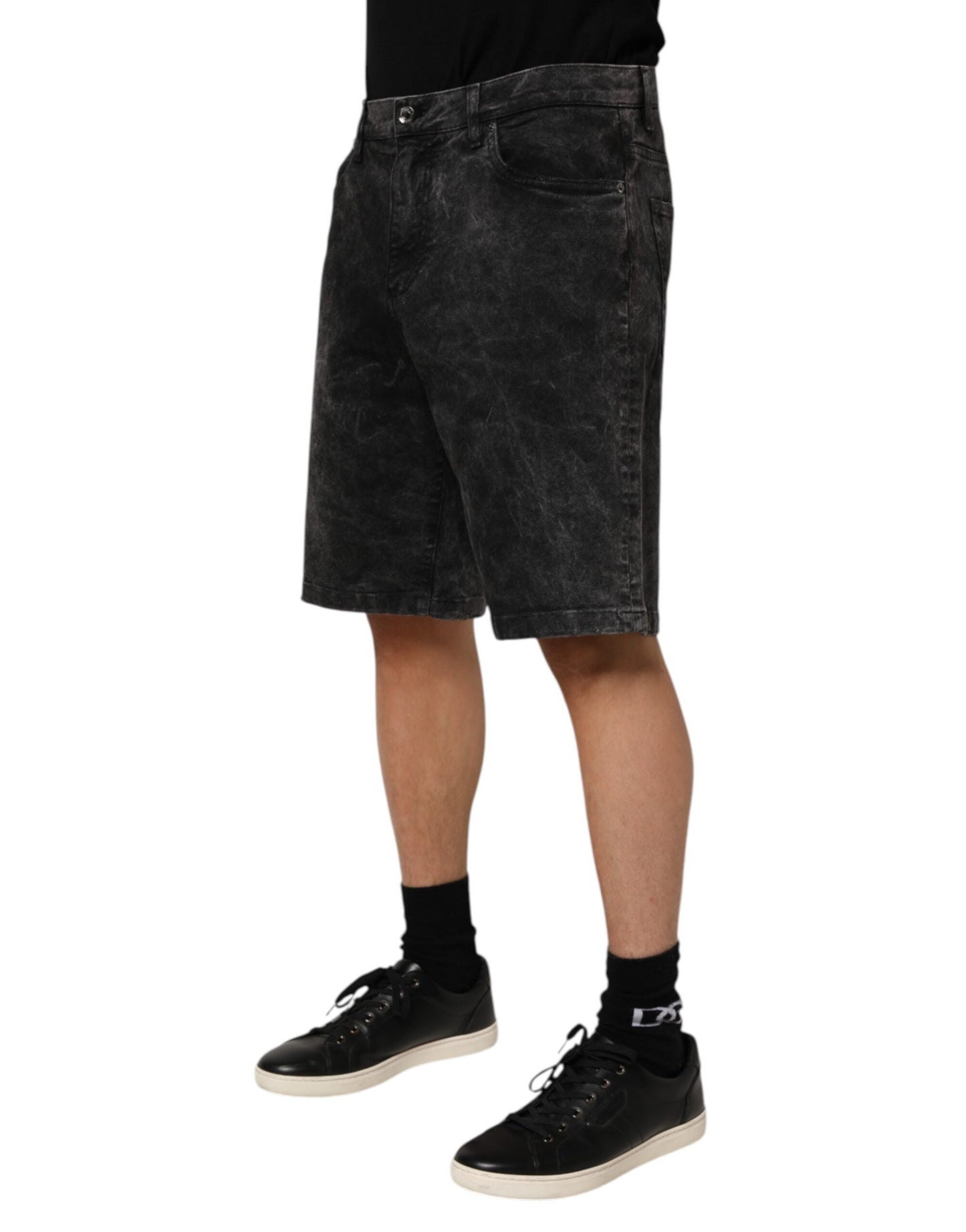 Dolce & Gabbana Bermuda en jean pour homme en coton noir taille moyenne