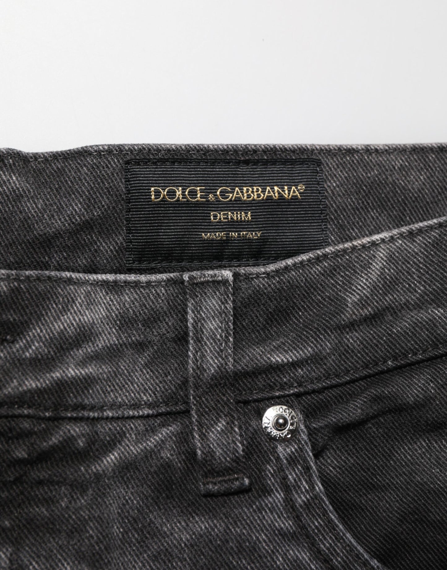 Dolce & Gabbana Bermuda en jean pour homme en coton noir taille moyenne