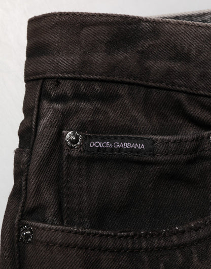 Short en jean bermuda Dolce & Gabbana en coton noir déchiré pour homme