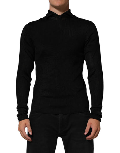 Dolce & Gabbana Suéter negro de viscosa con cuello alto