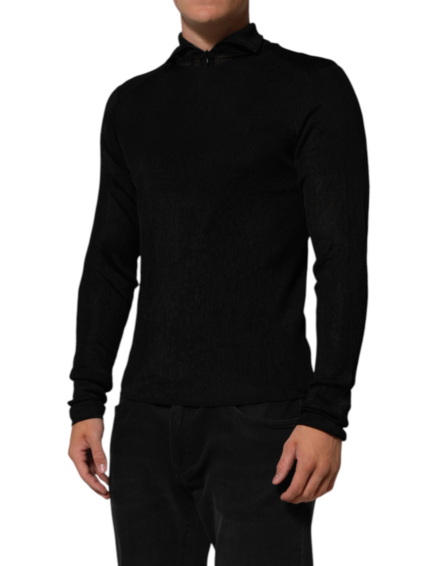 Dolce & Gabbana Suéter negro de viscosa con cuello alto