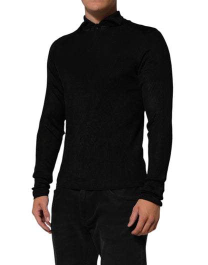 Dolce & Gabbana Suéter negro de viscosa con cuello alto