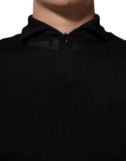 Dolce & Gabbana Suéter negro de viscosa con cuello alto