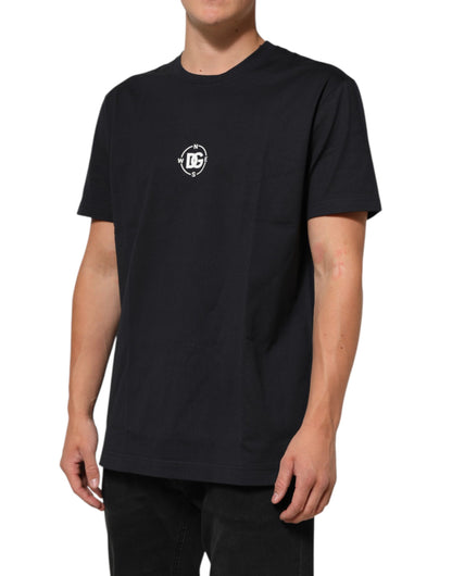 T-shirt à col rond en coton noir avec logo boussole Dolce & Gabbana