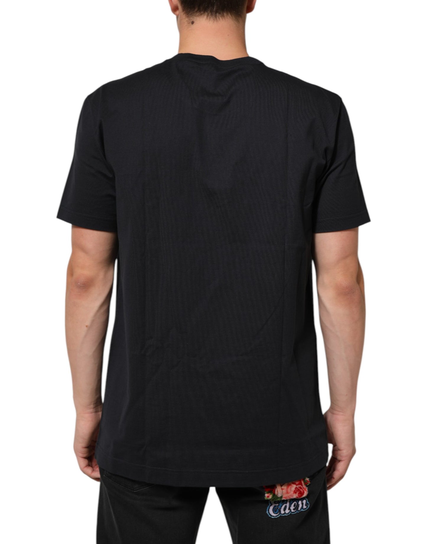 T-shirt à col rond en coton noir avec logo boussole Dolce & Gabbana
