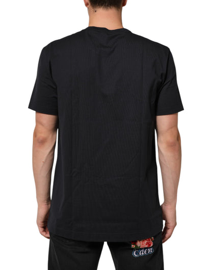 T-shirt à col rond en coton noir avec logo boussole Dolce & Gabbana