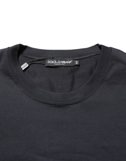 T-shirt à col rond en coton noir avec logo boussole Dolce & Gabbana