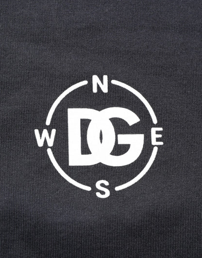 T-shirt à col rond en coton noir avec logo boussole Dolce & Gabbana