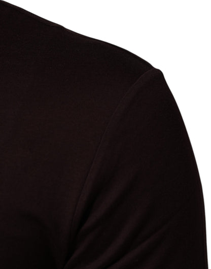 Dolce & Gabbana Brown Logo Plaque Cotton Crew Neck T-shirt
