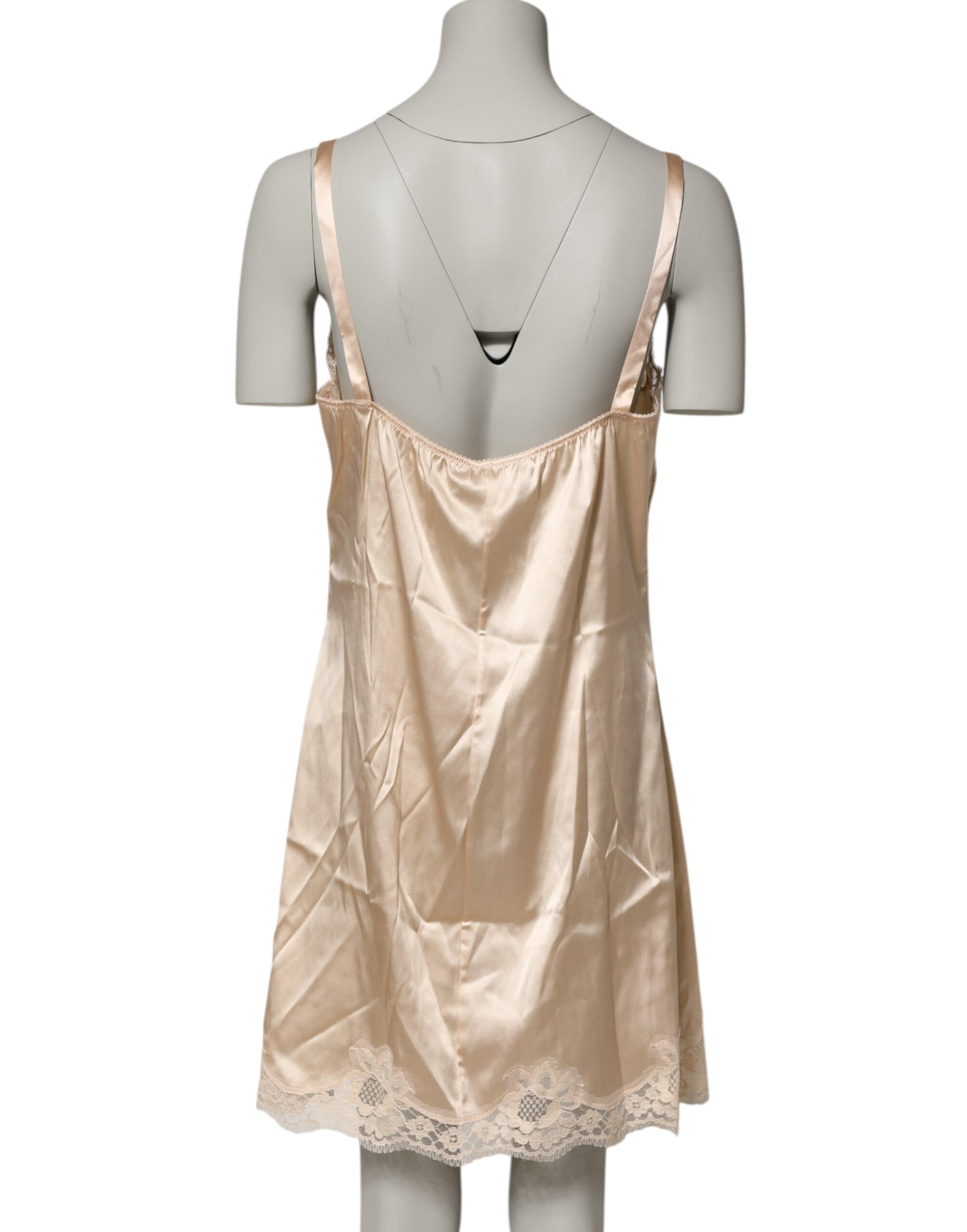Dolce & Gabbana Chemise Nude Lingerie Soie Mélangée Dentelle Robe