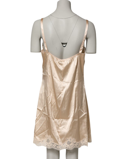 Dolce & Gabbana Chemise Nude Lingerie Soie Mélangée Dentelle Robe