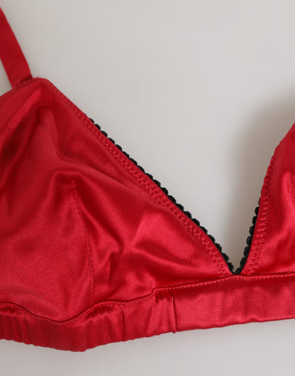 Soutien-gorge en satin de soie rouge triangle à bonnets souples Dolce & Gabbana