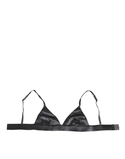Ropa interior con copas blandas triangulares de satén de seda negra Dolce & Gabbana