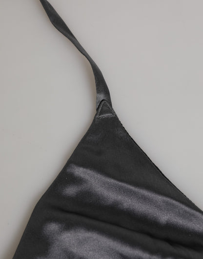 Ropa interior con copas blandas triangulares de satén de seda negra Dolce & Gabbana