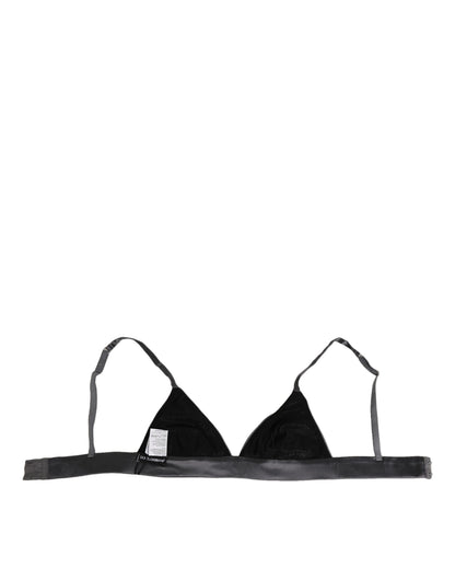 Ropa interior con copas blandas triangulares de satén de seda negra Dolce & Gabbana