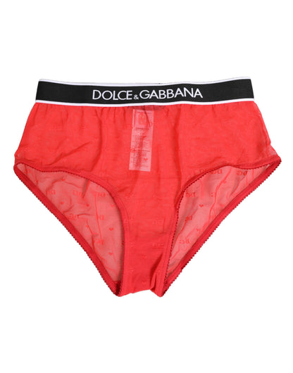 Ropa interior tipo braga Dolce & Gabbana de nailon rojo con logotipo en la cintura