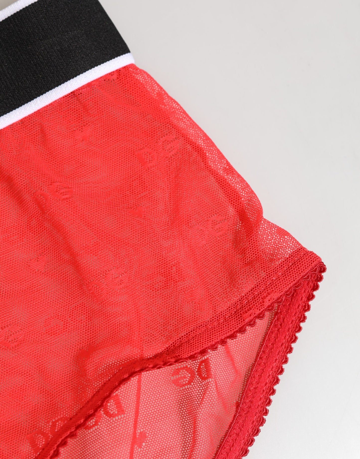 Ropa interior tipo braga Dolce & Gabbana de nailon rojo con logotipo en la cintura