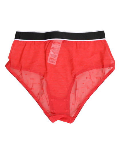 Ropa interior tipo braga Dolce & Gabbana de nailon rojo con logotipo en la cintura