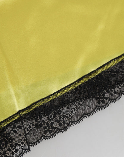 Dolce & Gabbana Yellow Satin Silk Mid Waist Underwear Shorts
