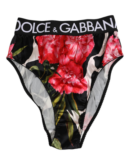 Sous-vêtements culotte taille haute à imprimé floral noir Dolce & Gabbana