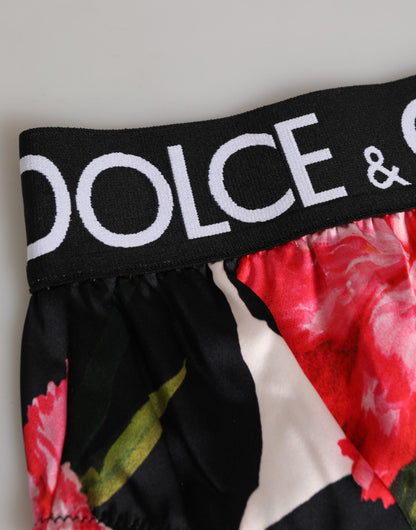 Sous-vêtements culotte taille haute à imprimé floral noir Dolce & Gabbana