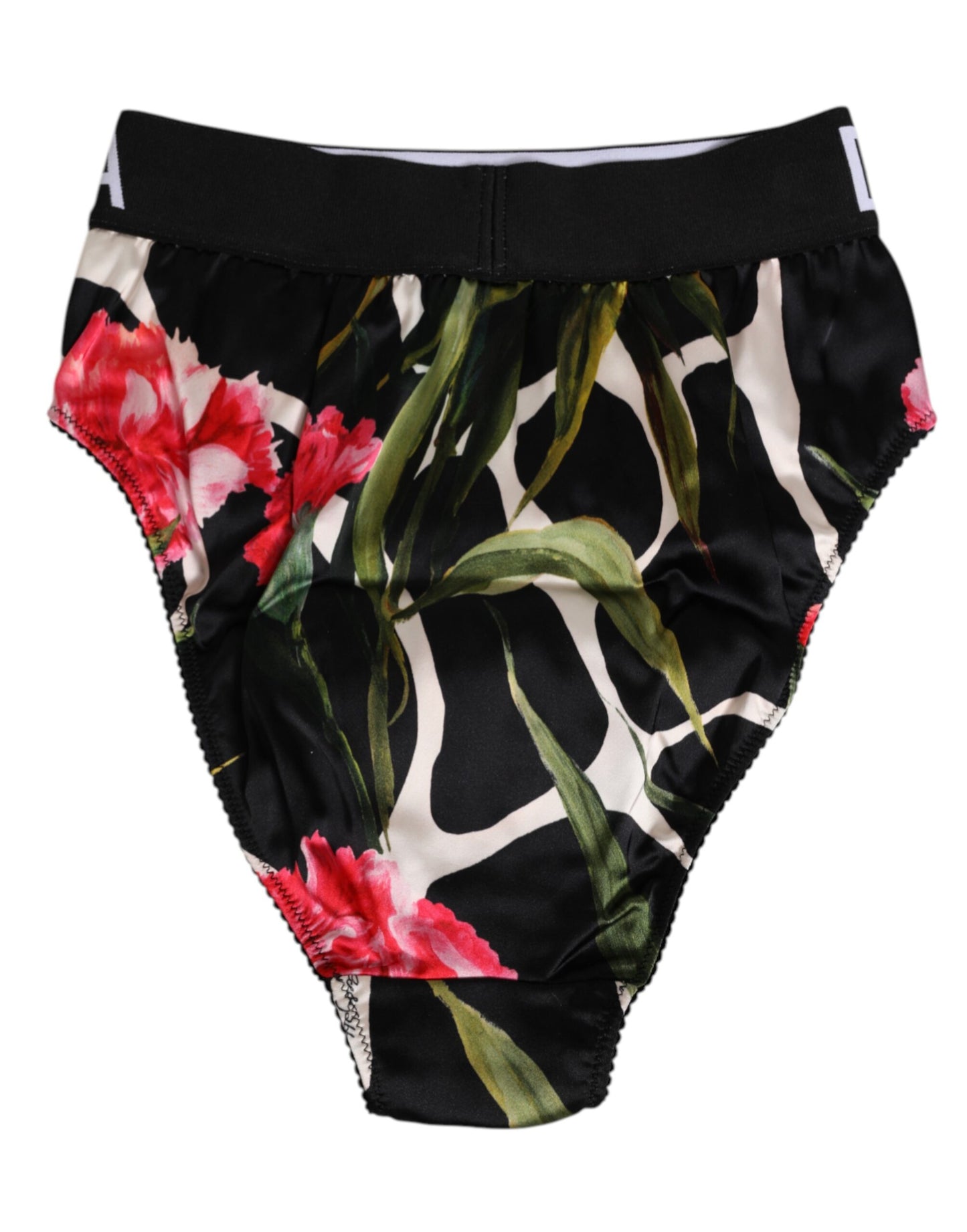 Sous-vêtements culotte taille haute à imprimé floral noir Dolce & Gabbana