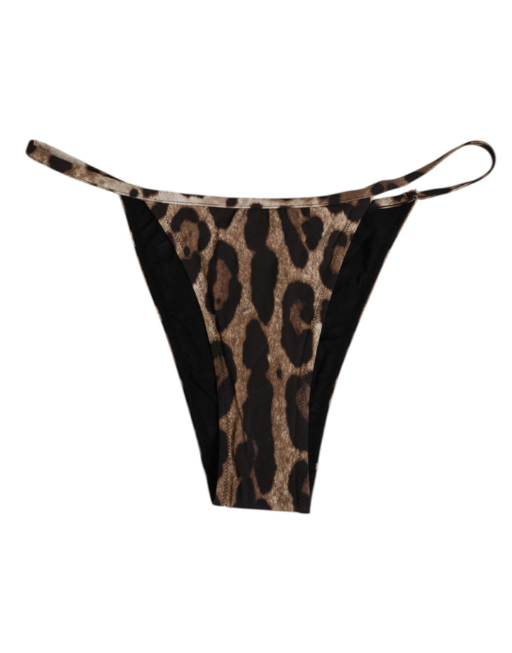 Ropa interior tipo tanga triangular con estampado de leopardo marrón de Dolce & Gabbana