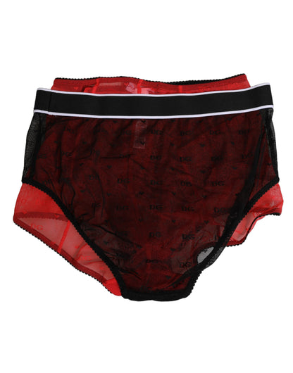 Sous-vêtement gainant taille haute en nylon noir et rouge Dolce & Gabbana