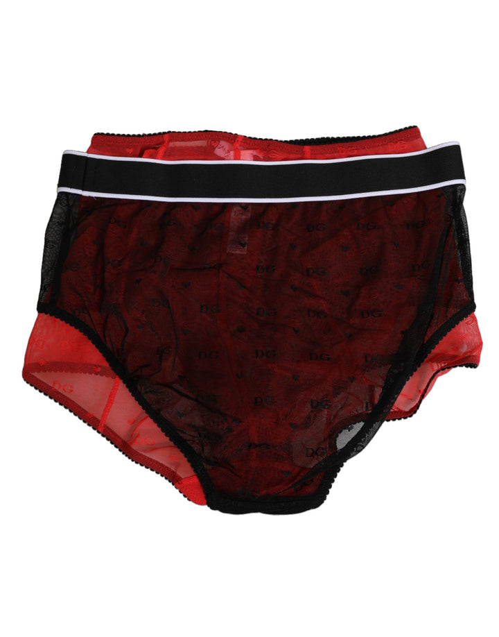 Faja braguita de talle alto de nailon rojo y negro de Dolce & Gabbana